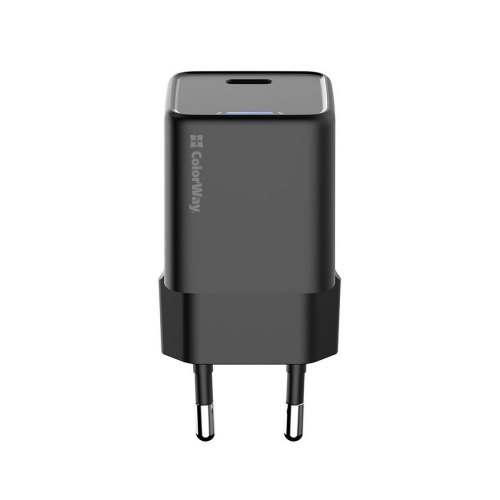 Мережевий зарядний пристрій ColorWay GaN Mini, USB Type-C, 25W PD, PPS, Black (CW-CHS052PD-BK)