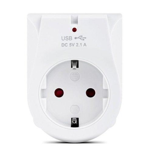 Мережевий зарядний пристрій REAL-EL CS-25, 1 розетка/2xUSB Type-A, 2.1A, White (EL123160006)