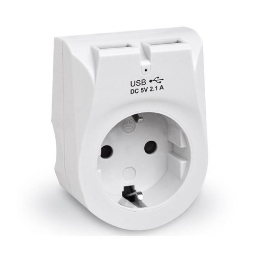 Мережевий зарядний пристрій REAL-EL CS-25, 1 розетка/2xUSB Type-A, 2.1A, White (EL123160006)