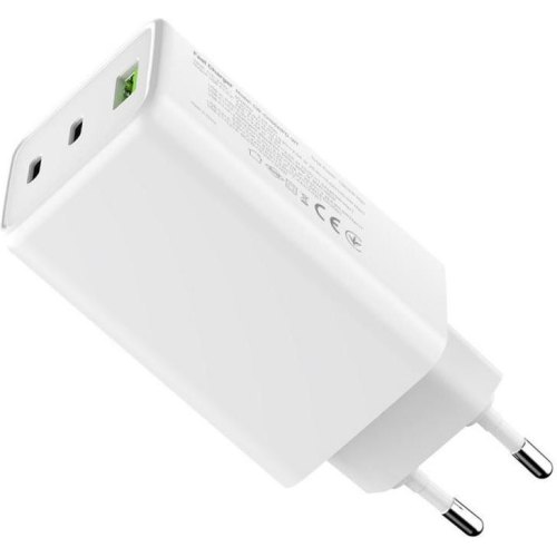 Мережевий зарядний пристрій ColorWay GaN Mini, USB Type-A/2xUSB Type-C, 100W PD, PPS, White (CW-CHS061PD-WT)