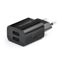 Мережевий зарядний пристрій REAL-EL CH-210, 2xUSB Type-A, 2.1A, Black (EL123160014)