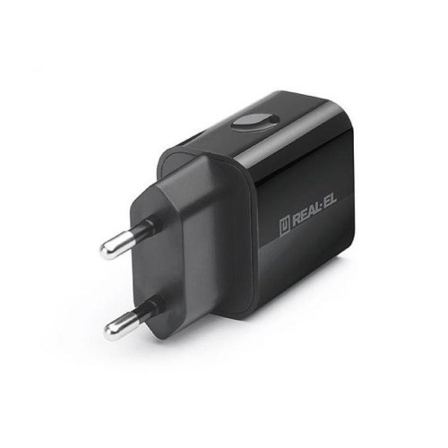 Мережевий зарядний пристрій REAL-EL CH-210, 2xUSB Type-A, 2.1A, Black (EL123160014)