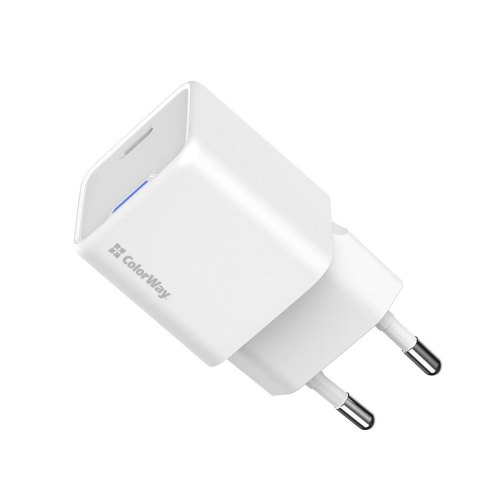 Мережевий зарядний пристрій ColorWay GaN Mini, USB Type-C, 35W PD, PPS, White (CW-CHS056PD-WT)