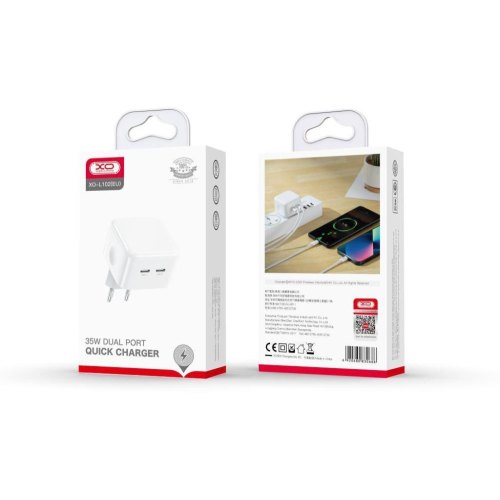 Мережевий зарядний пристрій XO L102, 2xUSB Type-C, 3A, QC 3.0, кабель Usb Type-C to Lightning White (XO-L102i-WH)