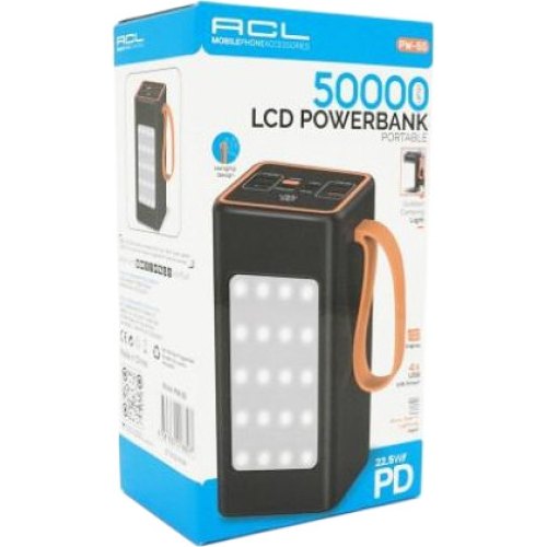 Зовнішній акумулятор Powerbank ACL PW-55, 50000mAh, PD 22.5W, Black, Box