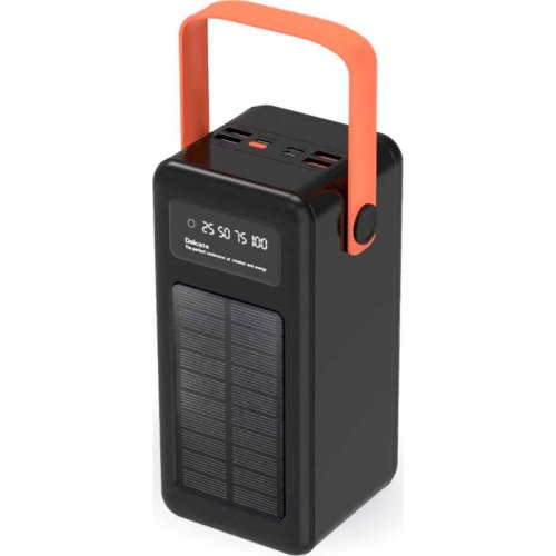 Зовнішній акумулятор Powerbank ACL PW-53, 80000mAh, 4xUSB Type-A, Solar, ліхтар, Black/White, Box