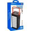 Зовнішній акумулятор Powerbank ACL PW-52, 70000mAh, PD 22.5W, 4xUSB Type-A/1x USB Type-C, ліхтар, Black/White, Box
