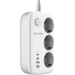 Мережевий фільтр ColorWay GaN3 Pro, 3 розетки, 2xUSB Type-A/2xUSB Type-C, PD 65W, 2м, White (CW-CHE34PDW)
