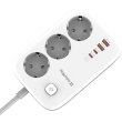 Мережевий фільтр ColorWay GaN3 Pro, 3 розетки, 2xUSB Type-A/2xUSB Type-C, PD 65W, 2м, White (CW-CHE34PDW)