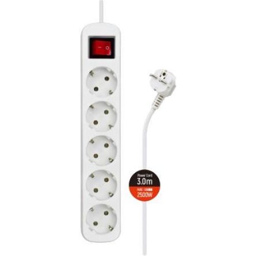 Мережевий фільтр ColorWay, 5 розеток, 3м, White (CW-PSEA53W)
