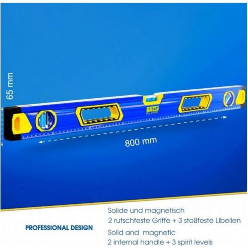 Рівень будівельний S&R, магнітний, 800мм, 3 капсули (423034080)