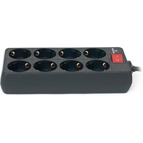 Мережевий фільтр REAL-EL RS-8 Protect, 8 розеток, 1.8м, Black (EL122300021)