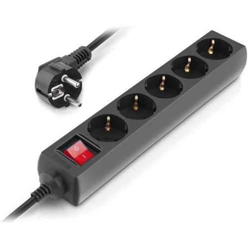 Мережевий фільтр REAL-EL RS-Protect M, 5 розеток, 3м, Black (EL122300028)