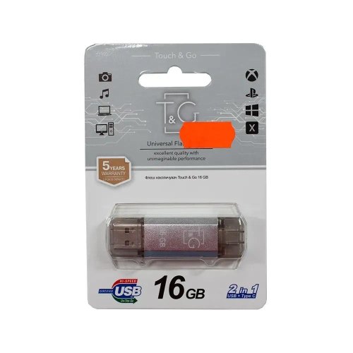 USB флеш T&G 009 Star Series, 16GB, USB Type-A/USB Type-C, USB 3.0, Silver (TG009TC-16GSL3)