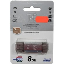USB флеш T&G 009 Star Series, 8GB, USB Type-A/USB Type-C, Silver (TG009TC-8GSL)