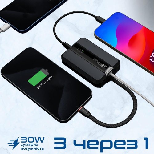 Зовнішній акумулятор Powerbank Promate Neo-10Uni, 10000mAh, 30W, Black