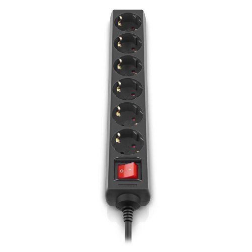 Мережевий фільтр REAL-EL RS-6 Protect M, 6 розеток, 5м, Black (EL122300036)