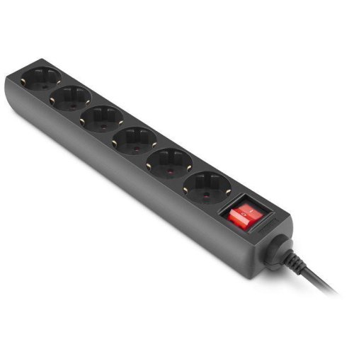 Мережевий фільтр REAL-EL RS-6 Protect M, 6 розеток, 5м, Black (EL122300036)