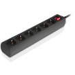 Мережевий фільтр REAL-EL RS-6 Protect M, 6 розеток, 5м, Black (EL122300036)