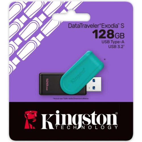 USB флеш Kingston DataTraveler Exodia S, 128GB, USB 3.2 Type-A, Black/Green (DTXS/128GB)