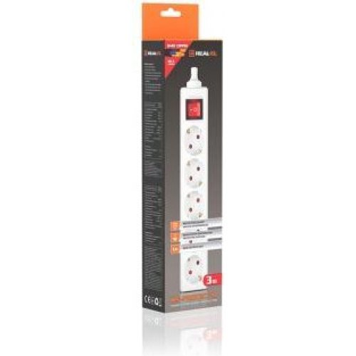Мережевий фільтр REAL-EL RS-Protect M, 5 розеток, 5м, White (EL122300029)