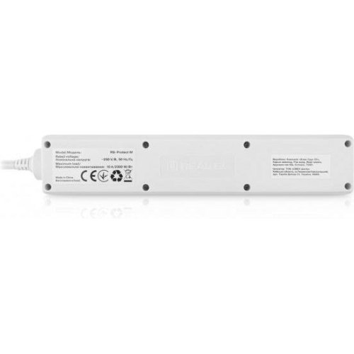 Мережевий фільтр REAL-EL RS-Protect M, 5 розеток, 5м, White (EL122300029)