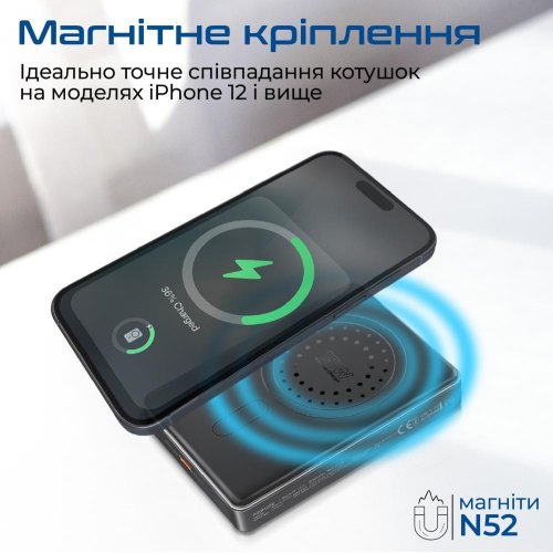 Зовнішній акумулятор Powerbank Promate Blade-10, 10000mAh, 20W, MagSafe, Black