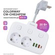 Мережевий фільтр ColorWay, 2 розетки, USB Type-C/3xUSB Type-A, 2.5cм, White (CW-CHE24PDW)