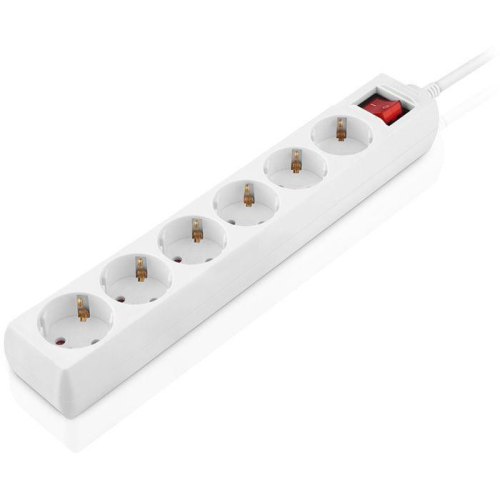Мережевий фільтр REAL-EL RS-6 Protect M, 6 розеток, 3м, White (EL122300033)