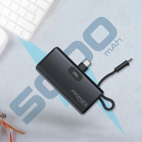 Зовнішній акумулятор Powerbank Promate Nanopack-5, 5000mAh, 20W, Black
