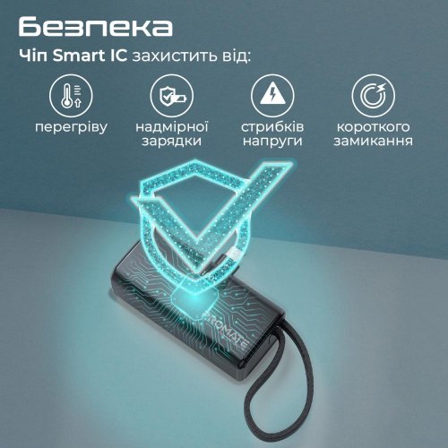 Зовнішній акумулятор Powerbank Promate Nanopack-5, 5000mAh, 20W, Black