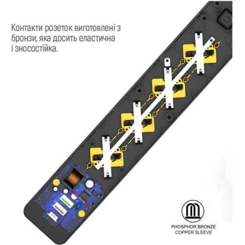 Мережевий фільтр ColorWay, 4 розетки, USB Type-C/2xUSB Type-A, 24W, 2м, Black (CW-CHE435PDB)
