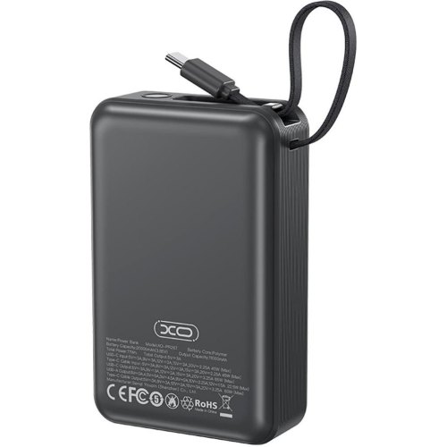 Зовнішній акумулятор Powerbank XO PR267, 20000mAh, PD 65W, Grey