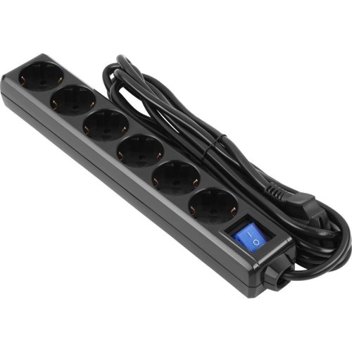 Мережевий фільтр 2E, 6 розеток, 3м, Black (2E-U06ESM3BK)