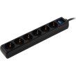 Мережевий фільтр 2E, 6 розеток, 3м, Black (2E-U06ESM3BK)