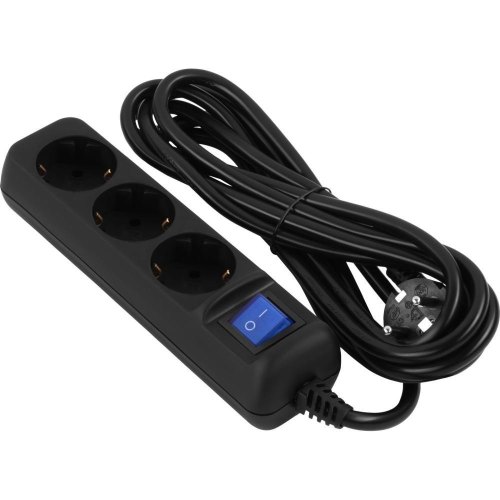 Мережевий фільтр 2E, 3 розетки, 3м, Black (2E-U03ESM3BK)