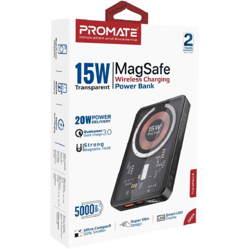 Зовнішній акумулятор Powerbank Promate TransPack-5, 5000mAh, 22.5W, Black
