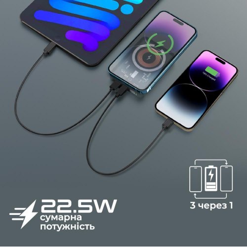 Зовнішній акумулятор Powerbank Promate TransPack-5, 5000mAh, 22.5W, Black