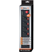 Мережевий фільтр REAL-EL RS-6 Extra, 6 розеток, 3м, Black (EL122300002)