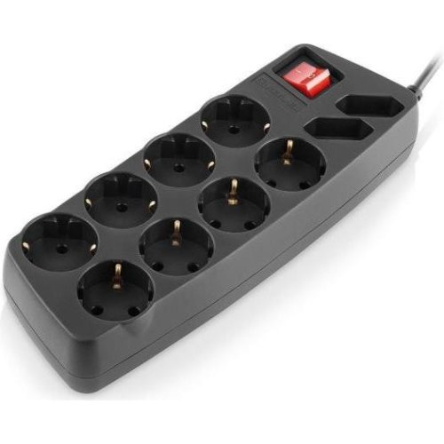 Мережевий фільтр REAL-EL RS-10 Protect, 10 розеток, 3м, Black (EL122300039)