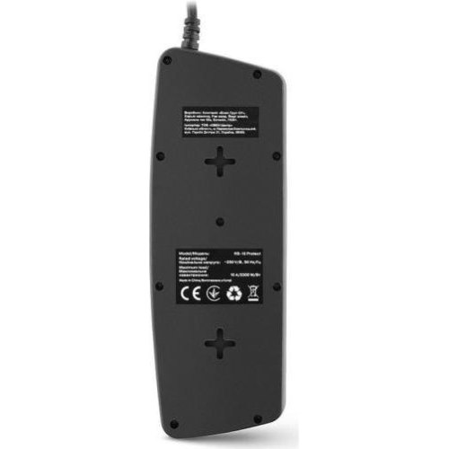 Мережевий фільтр REAL-EL RS-10 Protect, 10 розеток, 3м, Black (EL122300039)