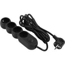 Мережевий фільтр 2E, 4 розетки, 3м, Black (2E-U04VESM3BK)