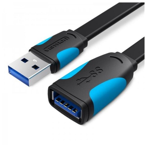 Кабель-подовжувач Vention Flat, USB Type-A (M) to USB Type-A (F), 3м, Black (VAS-A13-B300)
