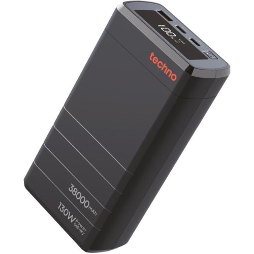 Зовнішній акумулятор Powerbank Techno PDC130, 38000mAh, PD 130W, QC 3.0, Black