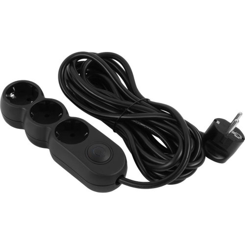 Мережевий фільтр 2E, 3 розетки, 5м, Black (2E-U03VES5MBK)