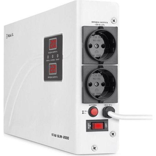 Стабілізатор напруги REAL-EL STAB SLIM-2000, White (EL122400008)