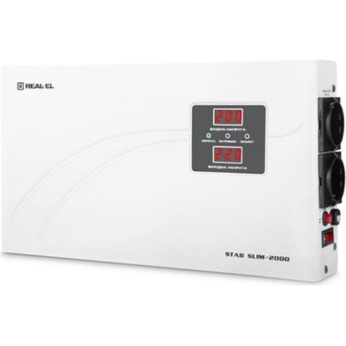 Стабілізатор напруги REAL-EL STAB SLIM-2000, White (EL122400008)