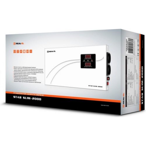 Стабілізатор напруги REAL-EL STAB SLIM-2000, White (EL122400008)