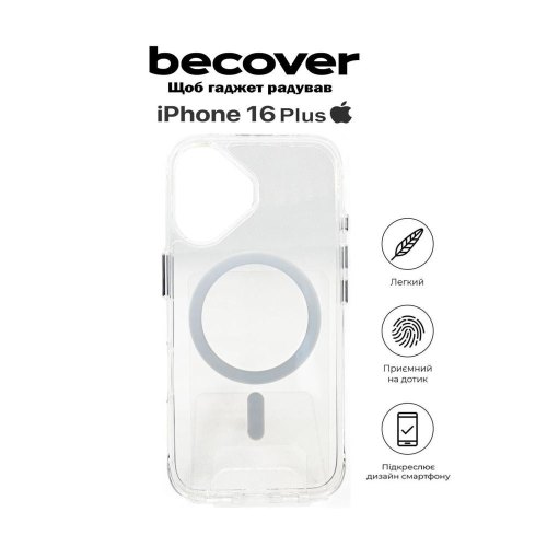 Чохол-накладка BeCover Space Case MagSafe, для Apple iPhone 16 Plus, Transparancy (712103)