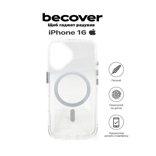 Чохол-накладка BeCover Space Case MagSafe, для Apple iPhone 16, Transparancy (712102)